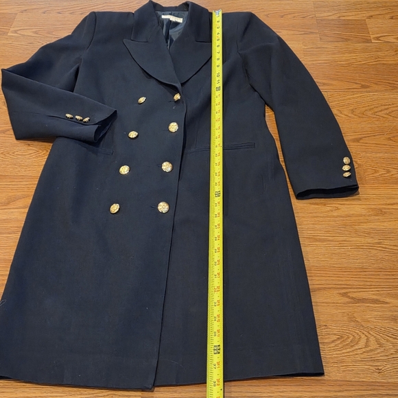 Vintage Brooks Brothers Women Long Wool Navy Blue Gold Button Coat Sz 4 Luxury - Picture 13 of 16